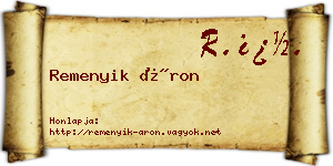Remenyik Áron névjegykártya